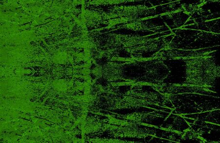 Green Black White Aged Grunge Wall Background. Old Weathered Peeled Painted Plaster Backdrop. Abstract Antique Cracked Stain Texture Background. Damaged Retro Stucco Scratched Patternの写真素材