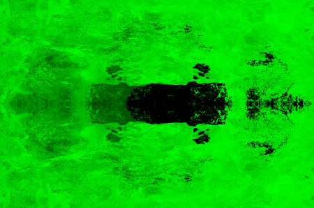 Green Black White Aged Grunge Wall Background. Old Weathered Peeled Painted Plaster Backdrop. Abstract Antique Cracked Stain Texture Background. Damaged Retro Stucco Scratched Patternの写真素材