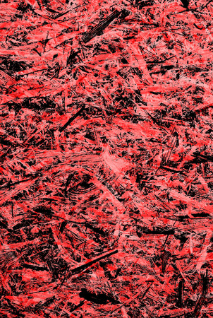 Red Black White Aged Grunge Wall Background. Old Weathered Peeled Painted Plaster Backdrop. Reddish Abstract Antique Cracked Stain Texture Background. Damaged Retro Stucco Scratched Patternの写真素材