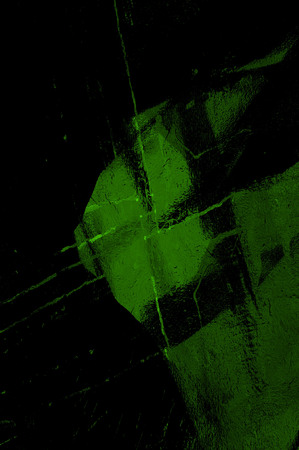 Green Black White Aged Grunge Wall Background. Old Weathered Peeled Painted Plaster Backdrop. Abstract Antique Cracked Stain Texture Background. Damaged Retro Stucco Scratched Patternの写真素材