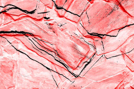 Red Black White Aged Grunge Wall Background. Old Weathered Peeled Painted Plaster Backdrop. Reddish Abstract Antique Cracked Stain Texture Background. Damaged Retro Stucco Scratched Patternの写真素材