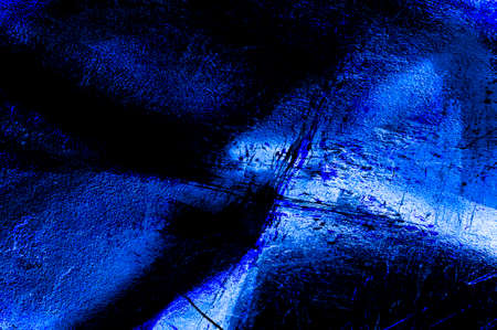 Blue Black White Aged Grunge Wall Background. Navy Old Weathered Peeled Painted Plaster Backdrop. Abstract Antique Cracked Stain Texture Background. Damaged Retro Stucco Scratched Patternの写真素材