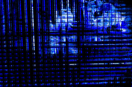 Blue Black White Aged Grunge Wall Background. Navy Old Weathered Peeled Painted Plaster Backdrop. Abstract Antique Cracked Stain Texture Background. Damaged Retro Stucco Scratched Patternの写真素材