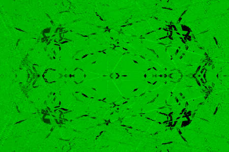 Green Black White Aged Grunge Wall Background. Old Weathered Peeled Painted Plaster Backdrop. Abstract Antique Cracked Stain Texture Background. Damaged Retro Stucco Scratched Patternの写真素材