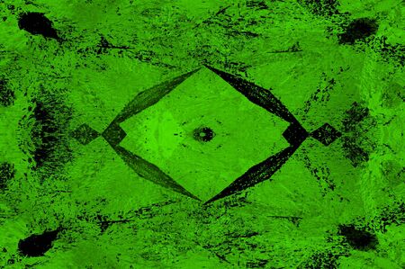 Green Black White Aged Grunge Wall Background. Old Weathered Peeled Painted Plaster Backdrop. Abstract Antique Cracked Stain Texture Background. Damaged Retro Stucco Scratched Patternの写真素材