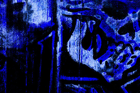 Blue Black White Aged Grunge Wall Background. Navy Old Weathered Peeled Painted Plaster Backdrop. Abstract Antique Cracked Stain Texture Background. Damaged Retro Stucco Scratched Patternの写真素材