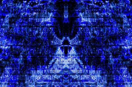 Blue Black White Aged Grunge Wall Background. Navy Old Weathered Peeled Painted Plaster Backdrop. Abstract Antique Cracked Stain Texture Background. Damaged Retro Stucco Scratched Patternの写真素材