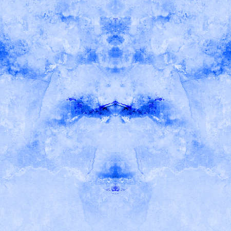 Blue Black White Aged Grunge Wall Background. Navy Old Weathered Peeled Painted Plaster Backdrop. Abstract Antique Cracked Stain Texture Background. Damaged Retro Stucco Scratched Patternの写真素材