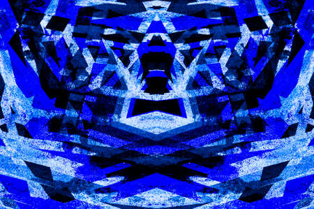 Blue Black White Aged Grunge Wall Background. Navy Old Weathered Peeled Painted Plaster Backdrop. Abstract Antique Cracked Stain Texture Background. Damaged Retro Stucco Scratched Patternの写真素材