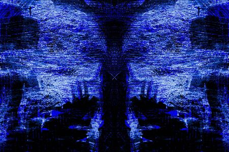Blue Black White Aged Grunge Wall Background. Navy Old Weathered Peeled Painted Plaster Backdrop....