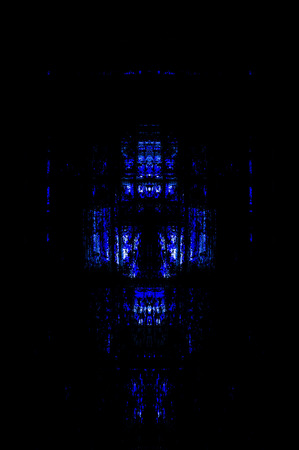 Blue Black White Aged Grunge Wall Background. Navy Old Weathered Peeled Painted Plaster Backdrop. Abstract Antique Cracked Stain Texture Background. Damaged Retro Stucco Scratched Patternの写真素材