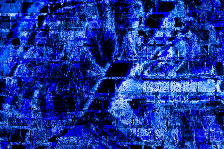 Blue Black White Aged Grunge Wall Background. Navy Old Weathered Peeled Painted Plaster Backdrop. Abstract Antique Cracked Stain Texture Background. Damaged Retro Stucco Scratched Patternの写真素材