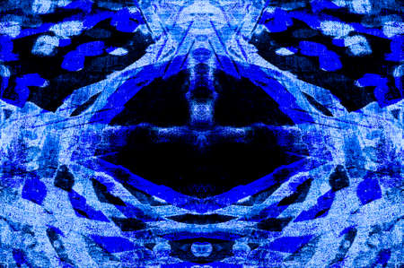 Blue Black White Aged Grunge Wall Background. Navy Old Weathered Peeled Painted Plaster Backdrop. Abstract Antique Cracked Stain Texture Background. Damaged Retro Stucco Scratched Patternの写真素材