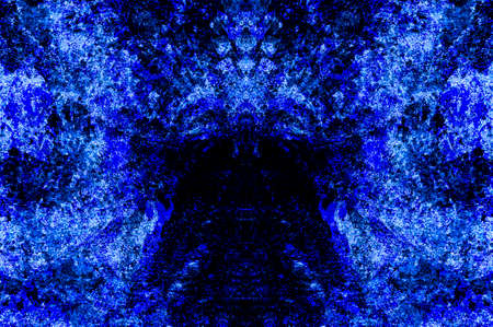 Blue Black White Aged Grunge Wall Background. Navy Old Weathered Peeled Painted Plaster Backdrop. Abstract Antique Cracked Stain Texture Background. Damaged Retro Stucco Scratched Patternの写真素材