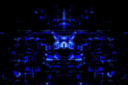 Blue Black White Aged Grunge Wall Background. Navy Old Weathered Peeled Painted Plaster Backdrop. Abstract Antique Cracked Stain Texture Background. Damaged Retro Stucco Scratched Patternの写真素材