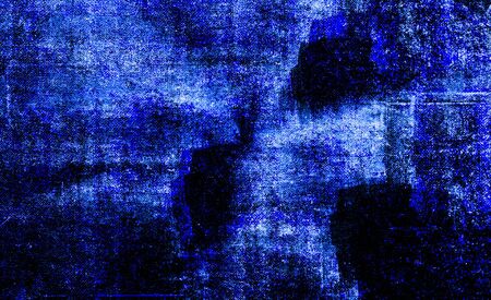 Blue Black White Aged Grunge Wall Background. Navy Old Weathered Peeled Painted Plaster Backdrop. Abstract Antique Cracked Stain Texture Background. Damaged Retro Stucco Scratched Patternの写真素材
