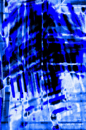 Blue Black White Aged Grunge Wall Background. Navy Old Weathered Peeled Painted Plaster Backdrop. Abstract Antique Cracked Stain Texture Background. Damaged Retro Stucco Scratched Patternの写真素材