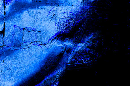 Blue Black White Aged Grunge Wall Background. Navy Old Weathered Peeled Painted Plaster Backdrop. Abstract Antique Cracked Stain Texture Background. Damaged Retro Stucco Scratched Patternの写真素材