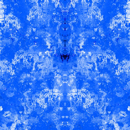 Blue Black White Aged Grunge Wall Background. Navy Old Weathered Peeled Painted Plaster Backdrop. Abstract Antique Cracked Stain Texture Background. Damaged Retro Stucco Scratched Patternの写真素材