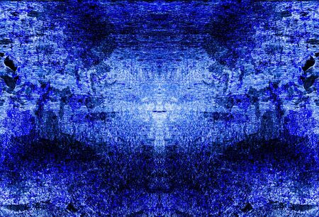 Blue Black White Aged Grunge Wall Background. Navy Old Weathered Peeled Painted Plaster Backdrop....