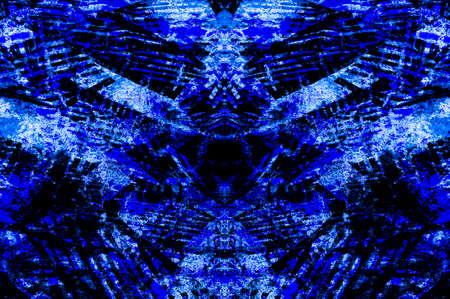 Blue Black White Aged Grunge Wall Background. Navy Old Weathered Peeled Painted Plaster Backdrop. Abstract Antique Cracked Stain Texture Background. Damaged Retro Stucco Scratched Patternの写真素材