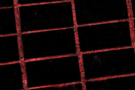 Red Black White Aged Grunge Wall Background. Old Weathered Peeled Painted Plaster Backdrop. Reddish...