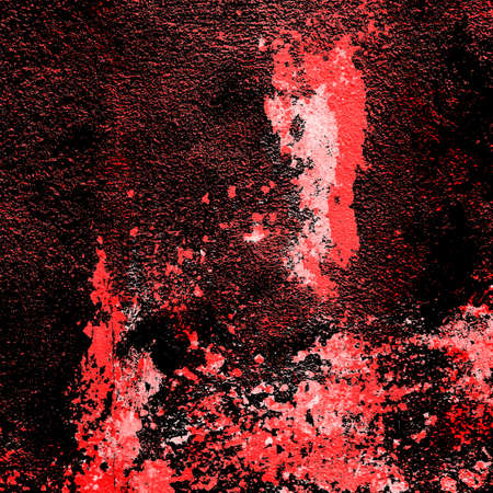 Red Black White Aged Grunge Wall Background. Old Weathered Peeled Painted Plaster Backdrop. Reddish Abstract Antique Cracked Stain Texture Background. Damaged Retro Stucco Scratched Patternの写真素材