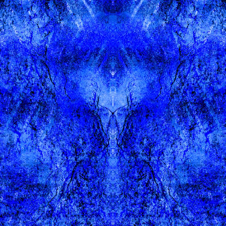 Blue Black White Aged Grunge Wall Background. Navy Old Weathered Peeled Painted Plaster Backdrop. Abstract Antique Cracked Stain Texture Background. Damaged Retro Stucco Scratched Patternの写真素材