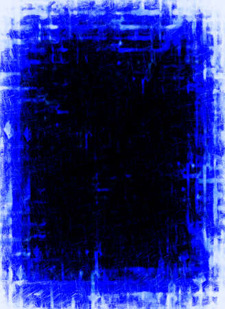Blue Black White Aged Grunge Wall Background. Navy Old Weathered Peeled Painted Plaster Backdrop....