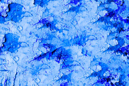 Blue Black White Aged Grunge Wall Background. Navy Old Weathered Peeled Painted Plaster Backdrop. Abstract Antique Cracked Stain Texture Background. Damaged Retro Stucco Scratched Patternの写真素材