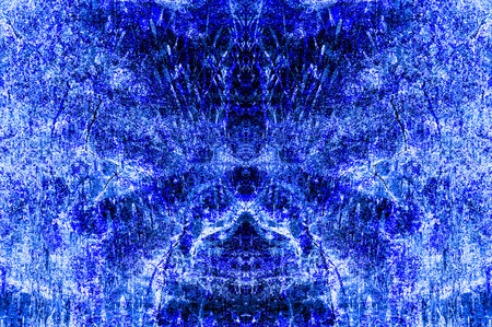 Blue Black White Aged Grunge Wall Background. Navy Old Weathered Peeled Painted Plaster Backdrop. Abstract Antique Cracked Stain Texture Background. Damaged Retro Stucco Scratched Patternの写真素材