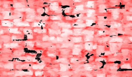 Red Black White Aged Grunge Wall Background. Old Weathered Peeled Painted Plaster Backdrop. Reddish Abstract Antique Cracked Stain Texture Background. Damaged Retro Stucco Scratched Patternの写真素材