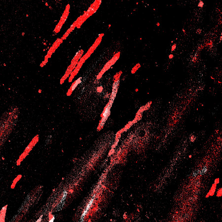 Red Black White Aged Grunge Wall Background. Old Weathered Peeled Painted Plaster Backdrop. Reddish Abstract Antique Cracked Stain Texture Background. Damaged Retro Stucco Scratched Patternの写真素材