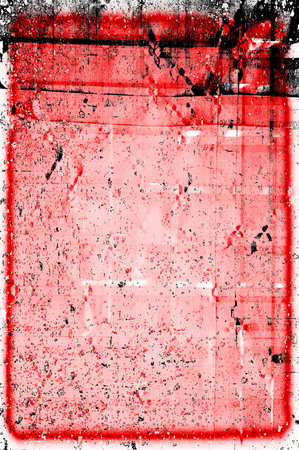 Red Black White Aged Grunge Wall Background. Old Weathered Peeled Painted Plaster Backdrop. Reddish Abstract Antique Cracked Stain Texture Background. Damaged Retro Stucco Scratched Patternの写真素材