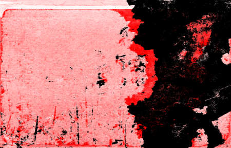 Red Black White Aged Grunge Wall Background. Old Weathered Peeled Painted Plaster Backdrop. Reddish Abstract Antique Cracked Stain Texture Background. Damaged Retro Stucco Scratched Patternの写真素材