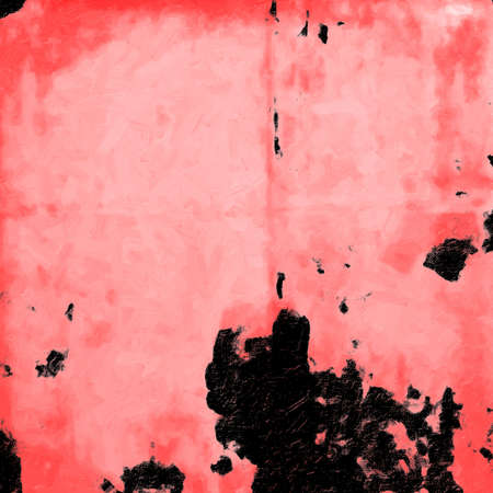 Red Black White Aged Grunge Wall Background. Old Weathered Peeled Painted Plaster Backdrop. Reddish Abstract Antique Cracked Stain Texture Background. Damaged Retro Stucco Scratched Patternの写真素材