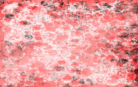 Red Black White Aged Grunge Wall Background. Old Weathered Peeled Painted Plaster Backdrop. Reddish Abstract Antique Cracked Stain Texture Background. Damaged Retro Stucco Scratched Patternの写真素材