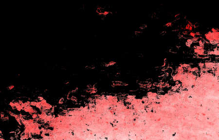 Red Black White Aged Grunge Wall Background. Old Weathered Peeled Painted Plaster Backdrop. Reddish Abstract Antique Cracked Stain Texture Background. Damaged Retro Stucco Scratched Patternの写真素材