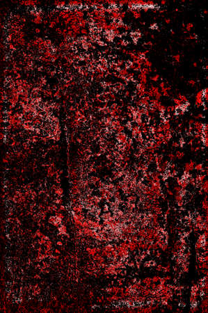 Red Black White Aged Grunge Wall Background. Old Weathered Peeled Painted Plaster Backdrop. Reddish Abstract Antique Cracked Stain Texture Background. Damaged Retro Stucco Scratched Patternの写真素材