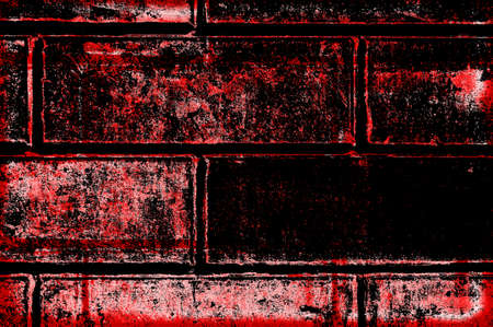 Red Black White Aged Grunge Wall Background. Old Weathered Peeled Painted Plaster Backdrop. Reddish Abstract Antique Cracked Stain Texture Background. Damaged Retro Stucco Scratched Patternの写真素材