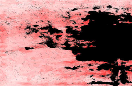 Red Black White Aged Grunge Wall Background. Old Weathered Peeled Painted Plaster Backdrop. Reddish Abstract Antique Cracked Stain Texture Background. Damaged Retro Stucco Scratched Patternの写真素材