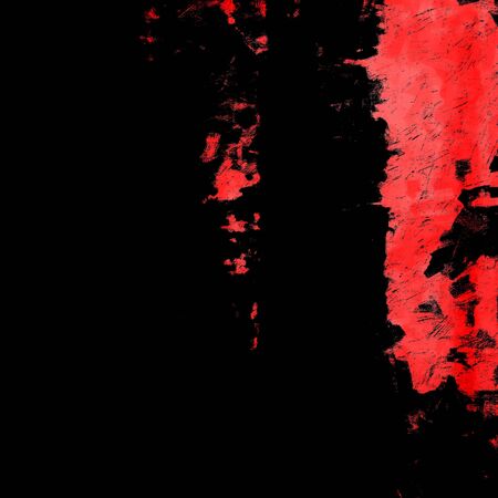 Red Black White Aged Grunge Wall Background. Old Weathered Peeled Painted Plaster Backdrop. Reddish Abstract Antique Cracked Stain Texture Background. Damaged Retro Stucco Scratched Patternの写真素材