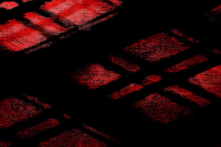 Red Black White Aged Grunge Wall Background. Old Weathered Peeled Painted Plaster Backdrop. Reddish Abstract Antique Cracked Stain Texture Background. Damaged Retro Stucco Scratched Patternの写真素材