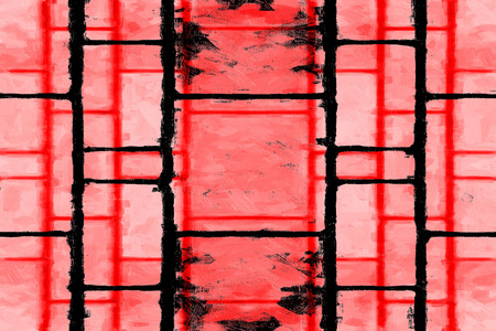 Red Black White Aged Grunge Wall Background. Old Weathered Peeled Painted Plaster Backdrop. Reddish Abstract Antique Cracked Stain Texture Background. Damaged Retro Stucco Scratched Patternの写真素材