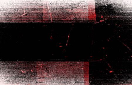 Red Black White Aged Grunge Wall Background. Old Weathered Peeled Painted Plaster Backdrop. Reddish Abstract Antique Cracked Stain Texture Background. Damaged Retro Stucco Scratched Patternの写真素材