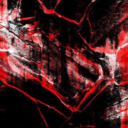 Red Black White Aged Grunge Wall Background. Old Weathered Peeled Painted Plaster Backdrop. Reddish Abstract Antique Cracked Stain Texture Background. Damaged Retro Stucco Scratched Patternの写真素材