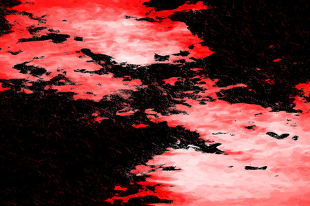 Red Black White Aged Grunge Wall Background. Old Weathered Peeled Painted Plaster Backdrop. Reddish...