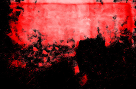 Red Black White Aged Grunge Wall Background. Old Weathered Peeled Painted Plaster Backdrop. Reddish Abstract Antique Cracked Stain Texture Background. Damaged Retro Stucco Scratched Patternの写真素材