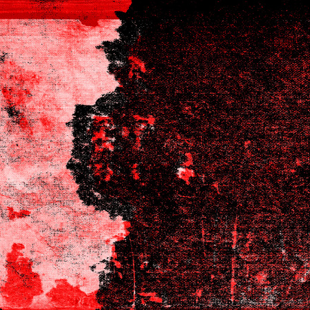 Red Black White Aged Grunge Wall Background. Old Weathered Peeled Painted Plaster Backdrop. Reddish...