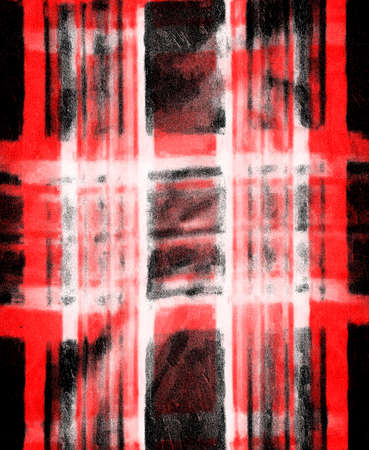 Red Black White Aged Grunge Wall Background. Old Weathered Peeled Painted Plaster Backdrop. Reddish Abstract Antique Cracked Stain Texture Background. Damaged Retro Stucco Scratched Patternの写真素材